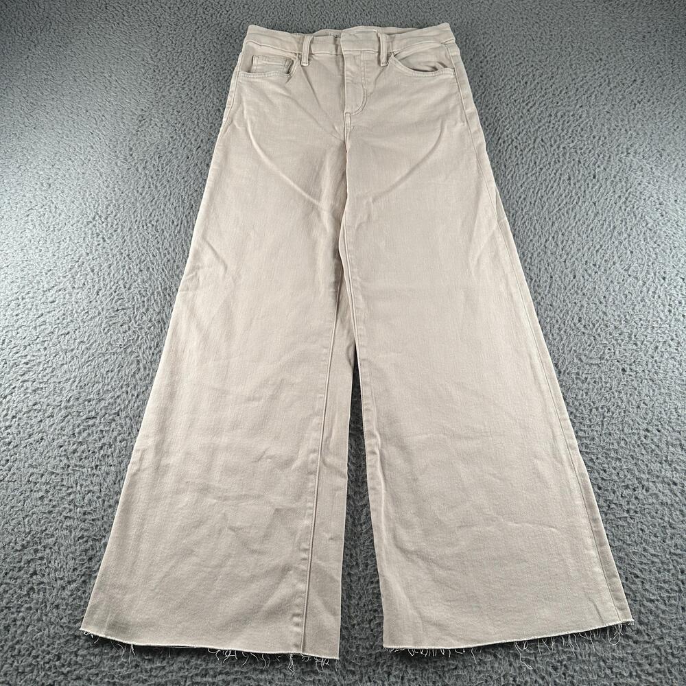Frank & Eileen Galway Wide Leg Jeans Womens 26 Beige High Rise Crop Stretch USA